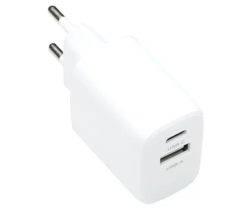 USB C+A charger/power supply 20W, PD, white Power Delivery, white